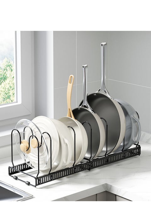 ZERIFAM Pot Organizer Rack - Pan Pot Lid Rack Organizer,10 Layer Adjustable Compartment Pot Storage Bracket, Suitable For Placing Pots, Pot Covers, And Cooking Utensils In The Kitchen.