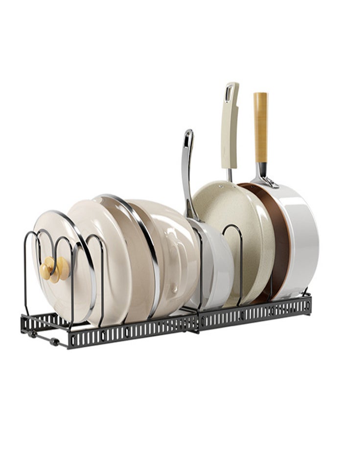 ZERIFAM Pot Organizer Rack - Pan Pot Lid Rack Organizer,10 Layer Adjustable Compartment Pot Storage Bracket, Suitable For Placing Pots, Pot Covers, And Cooking Utensils In The Kitchen.