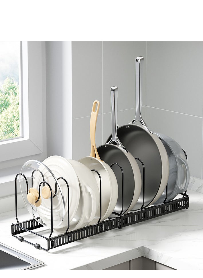 ZERIFAM Pot Organizer Rack - Pan Pot Lid Rack Organizer,10 Layer Adjustable Compartment Pot Storage Bracket, Suitable For Placing Pots, Pot Covers, And Cooking Utensils In The Kitchen.
