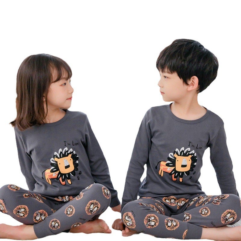 Children'S Autumn Clothes Long Pants Suit Baby Middle And Big Children Boys' Thermal Underwear Boys' And Girls' Pajamas One-Piece Delivery - Image 5