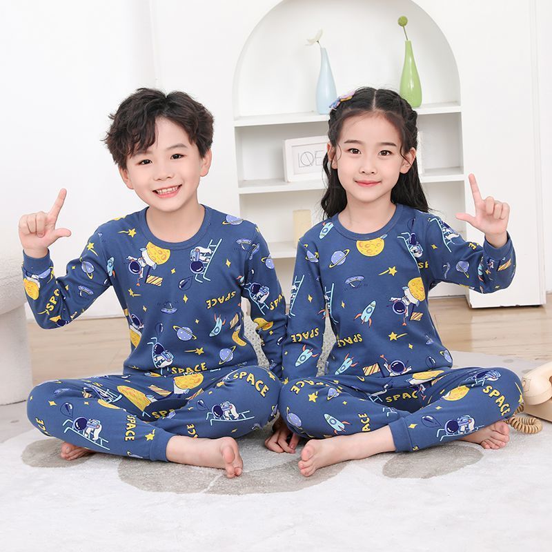 Children'S Autumn Clothes Long Pants Suit Baby Middle And Big Children Boys' Thermal Underwear Boys' And Girls' Pajamas One-Piece Delivery - Image 1
