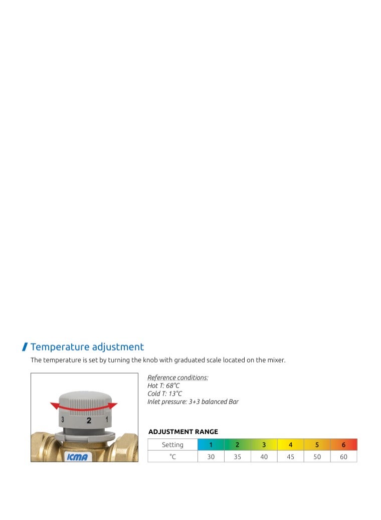 عام خلاط ثرموستاتي مع وصلات ذكور (30-60 درجة مئوية). - Image 3