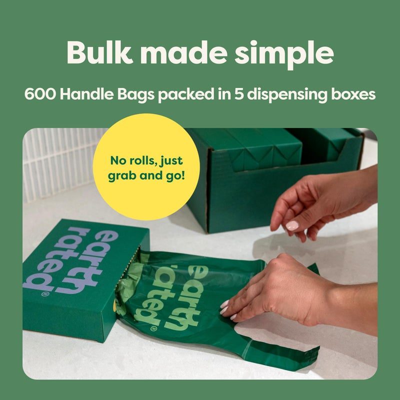 Earth Rated Dog Poop Bags with Handles Value Pack, Easy Tie and Guaranteed Leakproof, Lavender Scented, 600 Handle Bags - Image 4