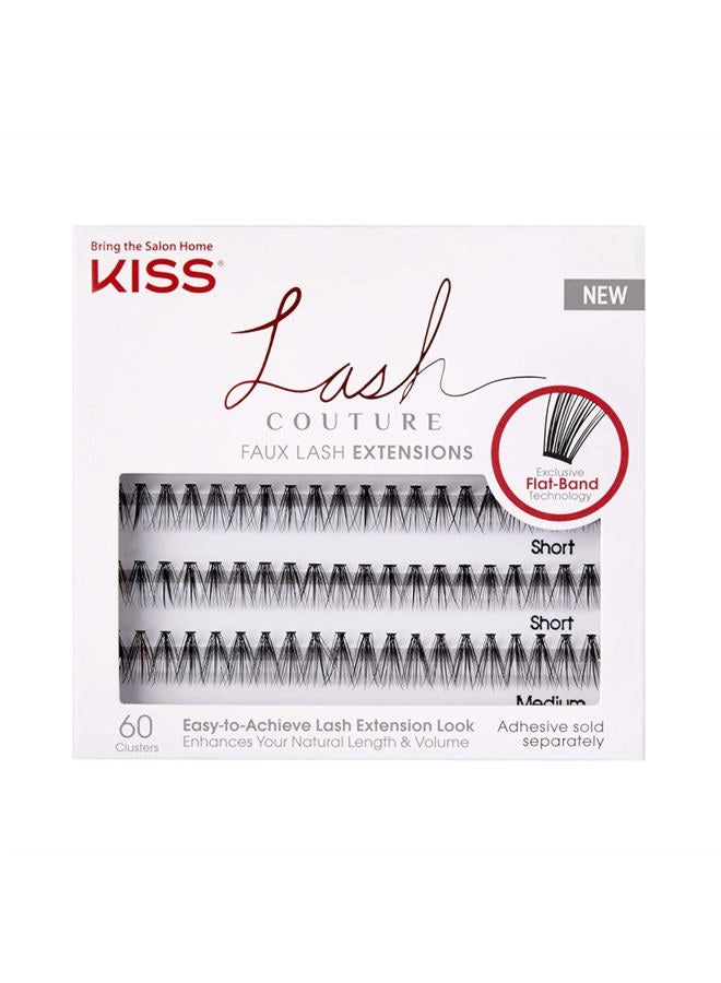 KISS Lash Couture Faux Mink Lash Extensions, Style 'Venus', Exclusive Flat-Band Technology, Short & Medium Length, 60 Individual Lash Clusters, Glue On Lashes - Image 1