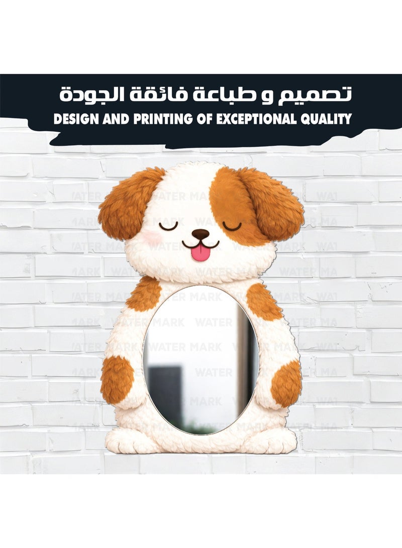 مرآة حائط للأطفال علي شكل كلب  للجنسين مصنوعة من خشب عالي الجودة بتصميم لطيف للاولاد لمسة ديكور عصرية، آمنة تمامًا وغير قابلة للكسر، خفيفة الوزن وسهلة التركيب لتضفي أناقة على غرفة الطفل - Image 2