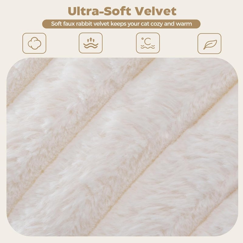Avont Fluffy Cat Bed, Round Pet Beds for Indoor Cats with Washable Cushion & Non-Slip Bottom, Cozy Sleeping Nest for Kittens & Small Dogs -Cream(M) - Image 3