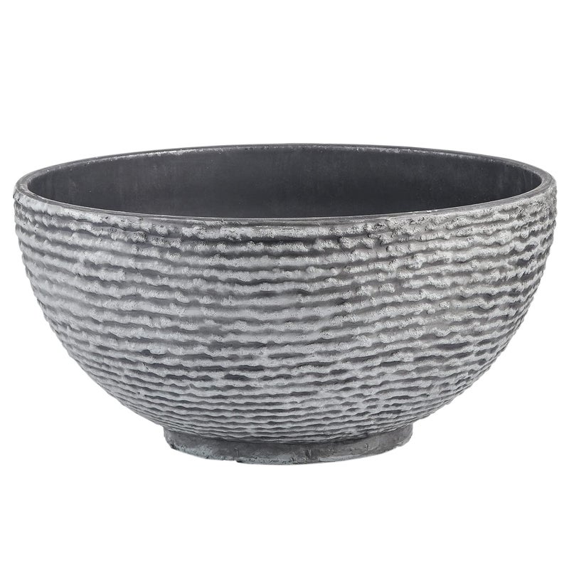 Sungmor Ash Black Resin Outdoor Low Bowl Planter Bird Bath 15.6 Inch Water Lily Succulent Pots Small Fountain Base - Image 3