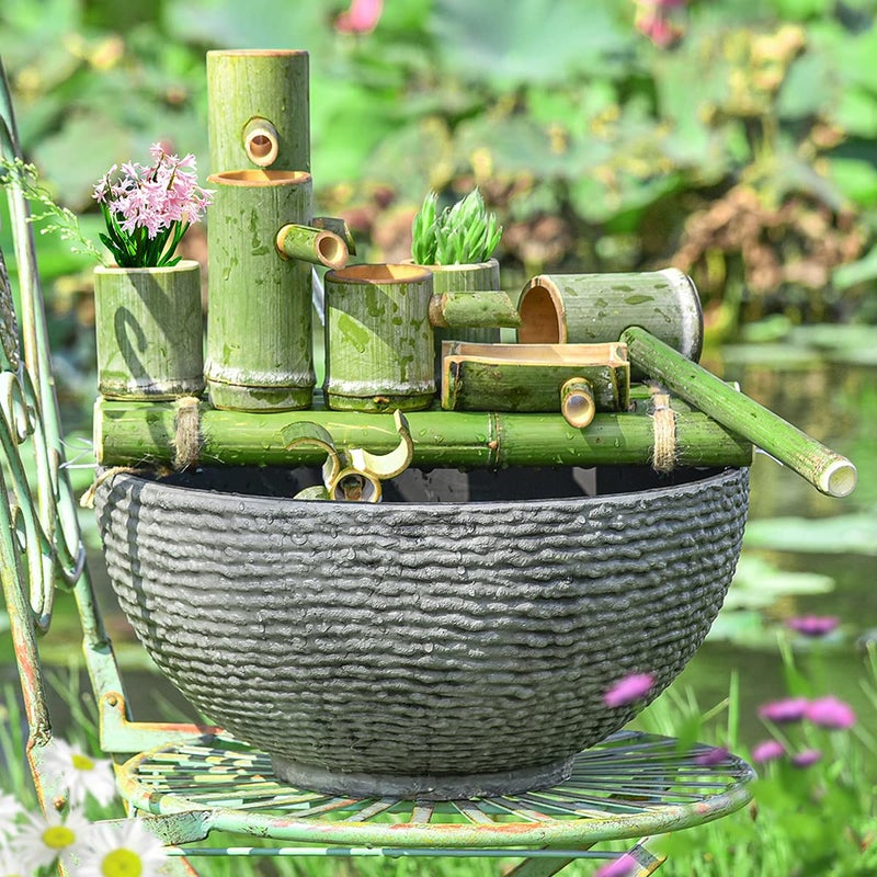 Sungmor Ash Black Resin Outdoor Low Bowl Planter Bird Bath 15.6 Inch Water Lily Succulent Pots Small Fountain Base - Image 2