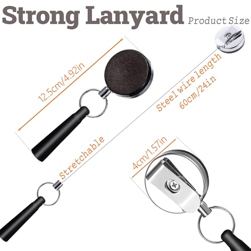 QIOOLEEO 2 Pcs 𝗥𝗲𝘁𝗿𝗮𝗰𝘁𝗮𝗯𝗹𝗲 𝗣𝗲𝗻 𝗛𝗼𝗹𝗱𝗲𝗿, 𝗣𝗲𝗻𝗰𝗶𝗹 𝗟𝗮𝗻𝘆𝗮𝗿𝗱 for Woodwork, Bricklayer, Handicraft Maker,𝗣𝗲𝗻𝗰𝗶𝗹 𝗣𝘂𝗹𝗹 with 24" Steel Wire,Elastic Silicone Pen Lanyard - Image 2
