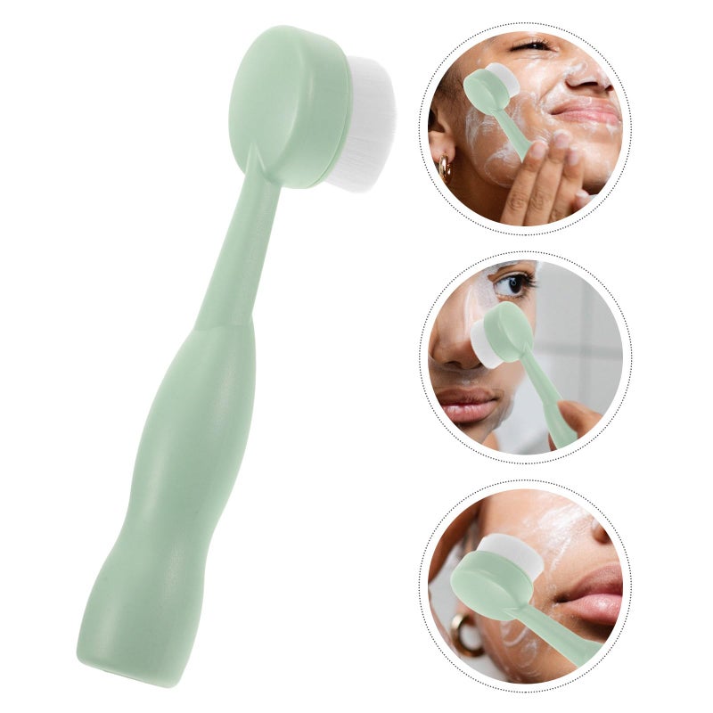 Soft Bristle Manual Facial Cleansing Brush For Deep Cleaning Portable Travel Size Green - Image 5