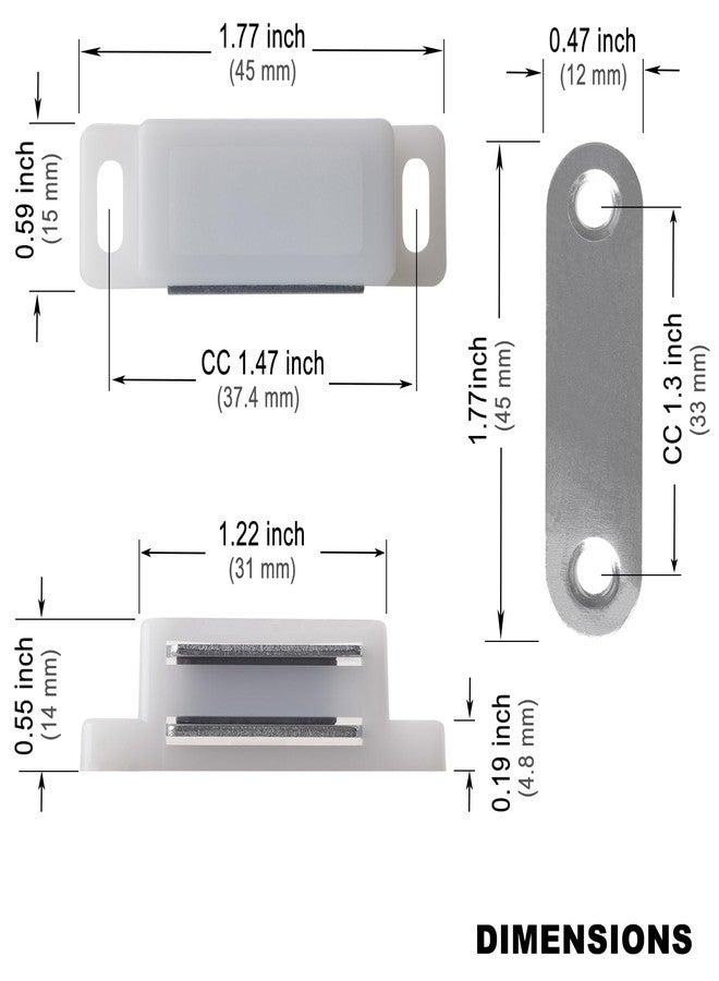 SDTWZW Magnetic Cabinet Latch Strong Magnets Closures Closet Door Catch Kitchen Drawer Closer Shutters Buckle Hardware, White (Pack of 4) - Image 2