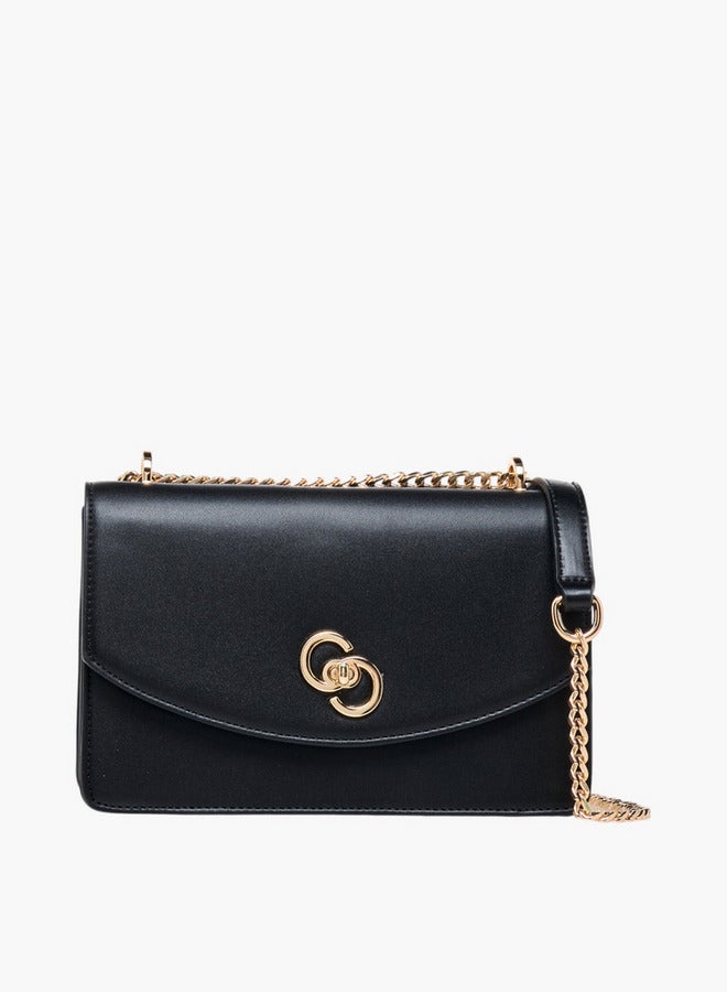 Celeste Solid Crossbody Bag with Chain Strap and Twist Lock Closure - Image 1
