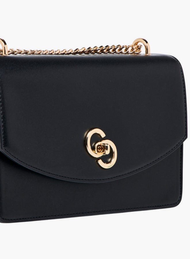 Celeste Solid Crossbody Bag with Chain Strap and Twist Lock Closure - Image 5