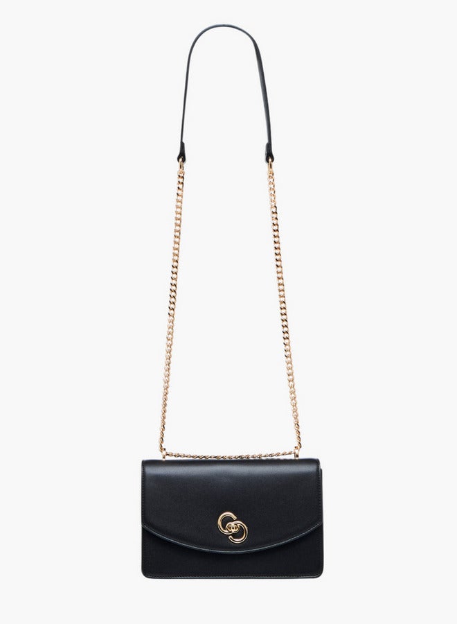 Celeste Solid Crossbody Bag with Chain Strap and Twist Lock Closure - Image 3