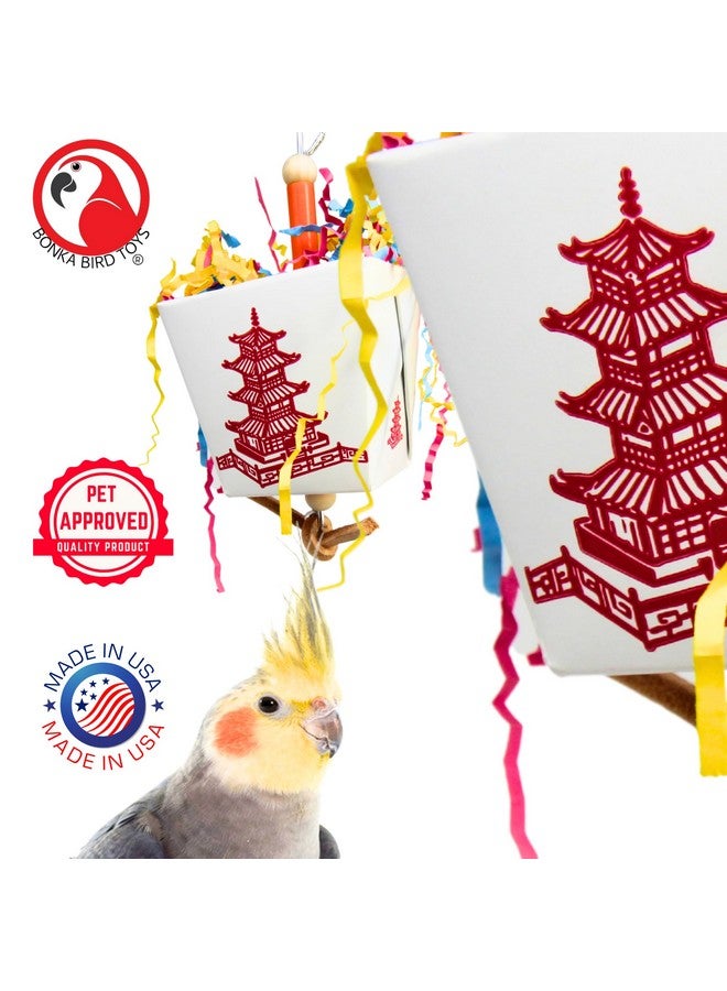 Bonka Bird Toys Bonka Bird Toys 3875 Take Out Small Medium Bird Toy Oyster Pail Treat Box Foraging Paper Chew Shred Cockatiel Parakeet Conures and Other Similar Birds - Image 3