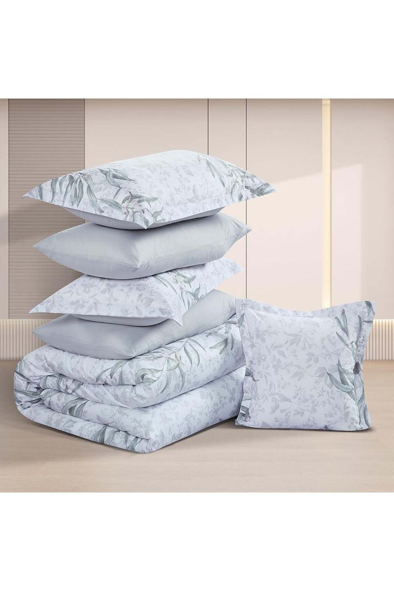 Melen Summer Double Reversible Bedspread 7-Piece - Orka - White - Gray - Image 5