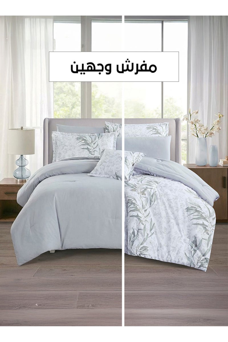 Melen Summer Double Reversible Bedspread 7-Piece - Orka - White - Gray - Image 2