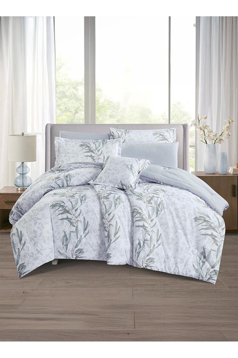Melen Summer Double Reversible Bedspread 7-Piece - Orka - White - Gray - Image 1