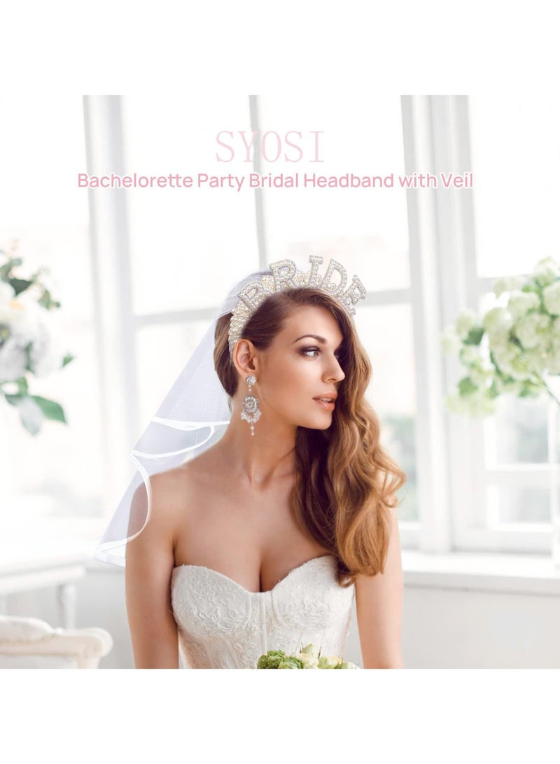 Loquat SYOSI Bride To Be Headband, Pearl Hairband Veil for Bridal Shower Gift Bachelorette Party Decorations Accessories - Image 4