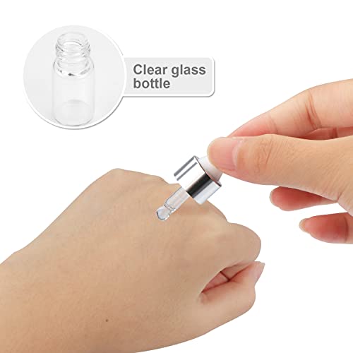 Wresty 15 Pcs Clear Glass Dropper Bottles Essential Oil Bottles Refill Sample Vials Aromatherapy Perfume Liquid Glass Bottles With Eye Dropper&Silver Lids (3ml) - Image 3