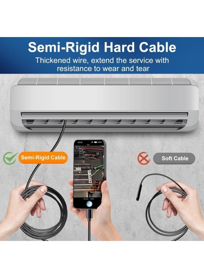 منظار داخلي بكاميرا فحص بإضاءة ليد وعدستين بدقة HD مقاومة للماء IP68 مع كابل شبه صلب بطول 3.5 متر متوافقة مع أجهزة أندرويد وiOS - Image 5