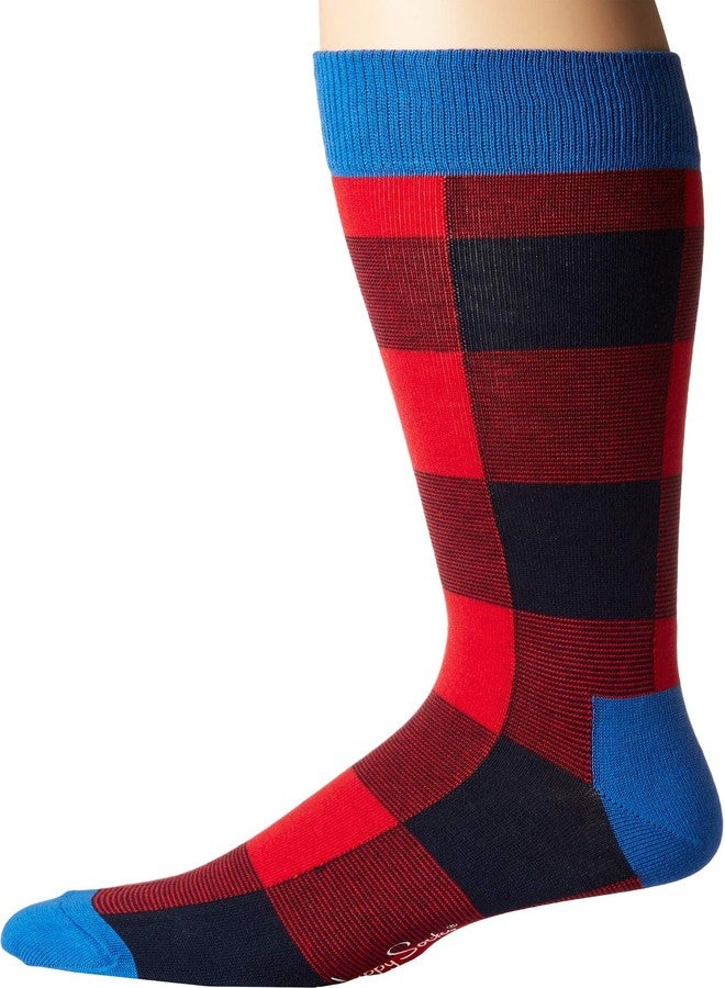 Happy Socks Men's Lumberjack Socks (Red/Navy, Men's Shoe Size 10-13)