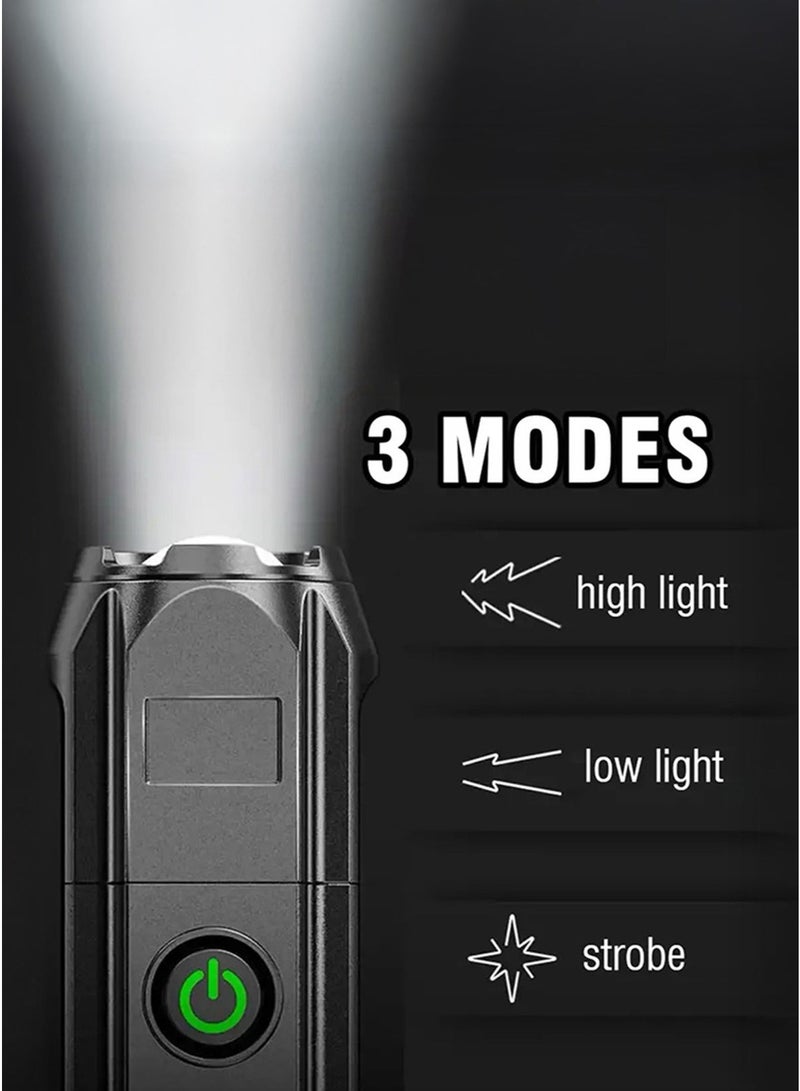 1PCS Outdoor Portable LED Flashlight – USB Rechargeable Zoomable Emergency Torch for Camping, Hiking & Work - Image 4