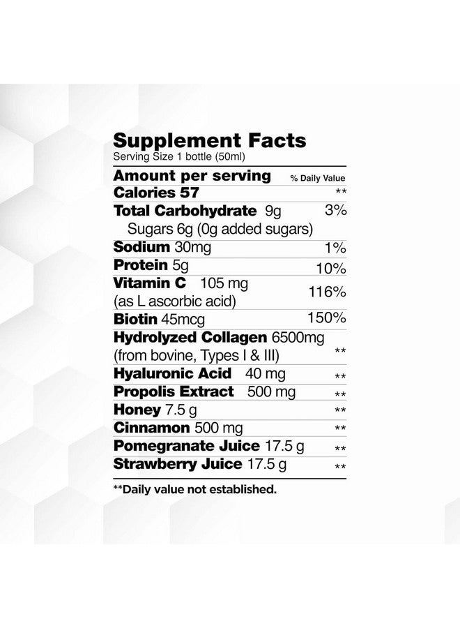 BEE & YOU Bee and You Collagen Liquid Shot Drink with Vitamin C, Propolis Extract, Hyaluronic Acid, Biotin, Promotes Skin, Hair, Nail and Joint Health, 1.69 fl. Oz x 12 Pack - Image 4