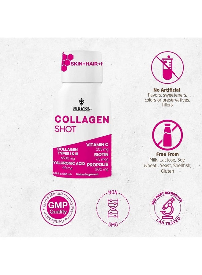 BEE & YOU Bee and You Collagen Liquid Shot Drink with Vitamin C, Propolis Extract, Hyaluronic Acid, Biotin, Promotes Skin, Hair, Nail and Joint Health, 1.69 fl. Oz x 12 Pack - Image 5