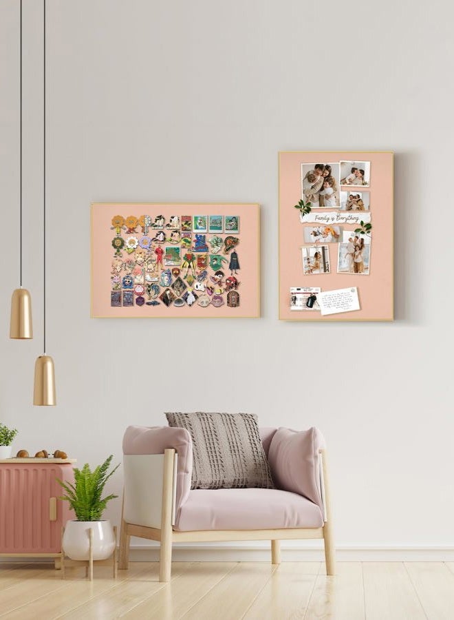 lightomorrow Bulletin Board 30 x 20 inches, Mocha Pin Board, Golden Aluminum Framed Fabric Cork Board with 10 Push Pins - Image 3
