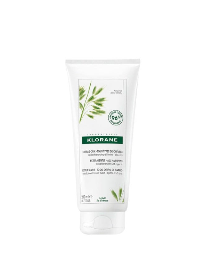 Klorane Ultra-Gentle Conditioner with Oat Milk, Suitable for the Entire Family, Paraben and Sulfate-Free, 6.7 oz.