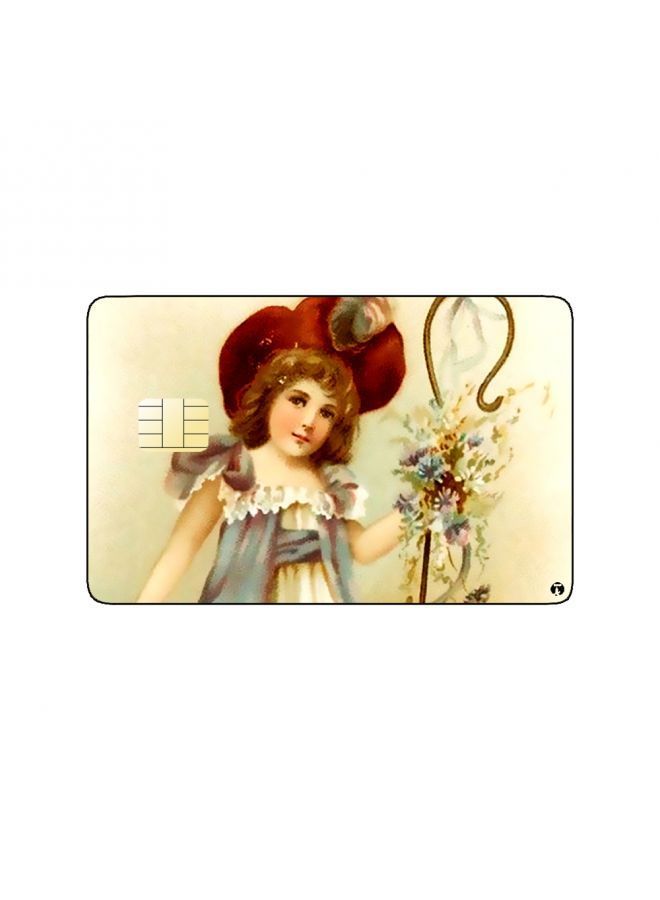 RKN PRINTED BANK CARD STICKER Beautiful Girl Vintage Art With Roses - Image 2