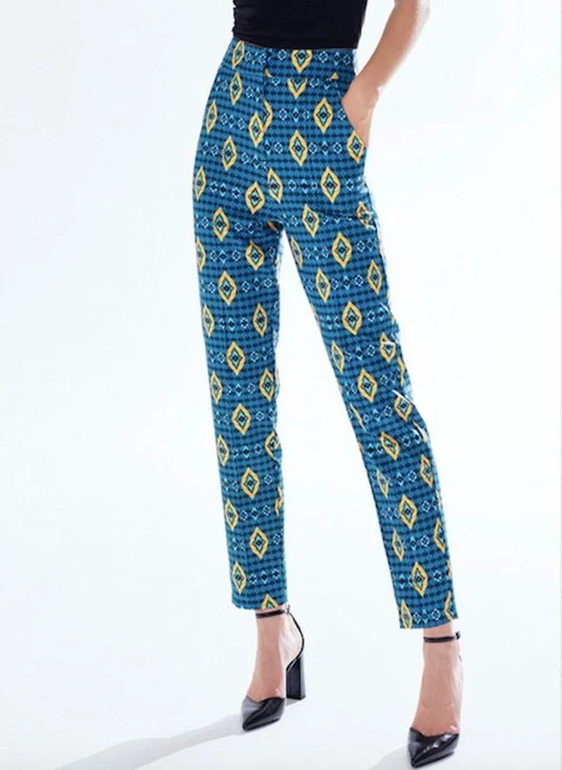 Liquorish African Print Cigarette Suit Trousers