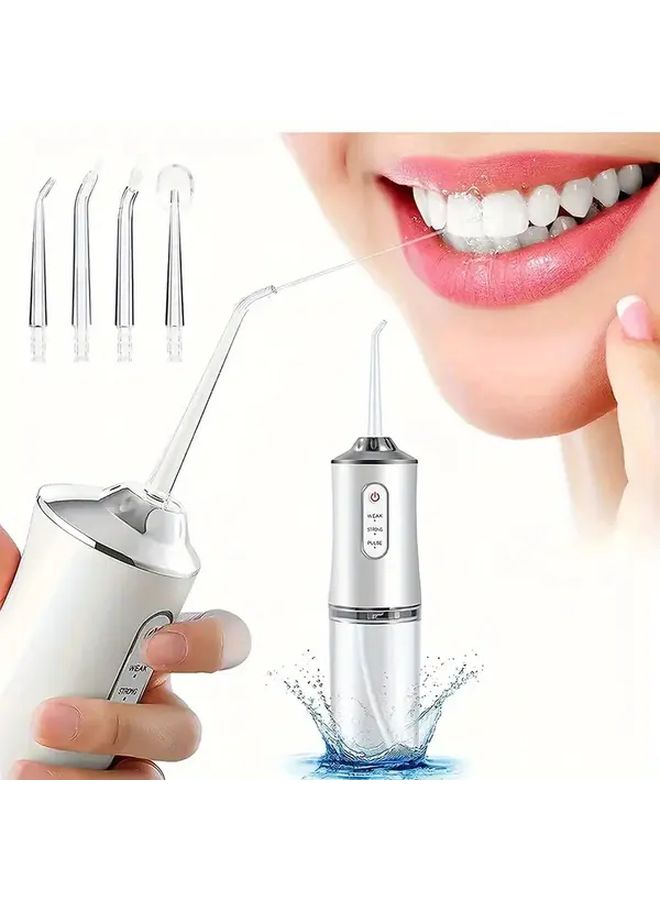 White Water Flosser with 4 Nozzles USB Rechargeable High Pressure Dental Irrigator - Image 1