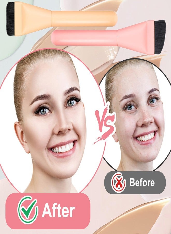 2Pcs Flat Foundation Brush for Liquid Makeup Ultra Thin Foundation Brushes Face Mask Brush Makeup Spatula Facial Brush for Blending, Cream, Thin Foundation Brush Makeup Tool(Pink,Yellow) - Image 4