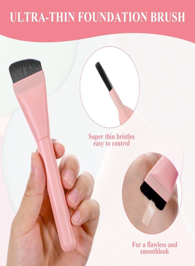 2Pcs Flat Foundation Brush for Liquid Makeup Ultra Thin Foundation Brushes Face Mask Brush Makeup Spatula Facial Brush for Blending, Cream, Thin Foundation Brush Makeup Tool(Pink,Yellow) - Image 3