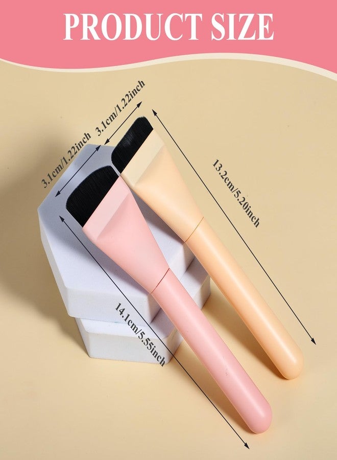 2Pcs Flat Foundation Brush for Liquid Makeup Ultra Thin Foundation Brushes Face Mask Brush Makeup Spatula Facial Brush for Blending, Cream, Thin Foundation Brush Makeup Tool(Pink,Yellow) - Image 2