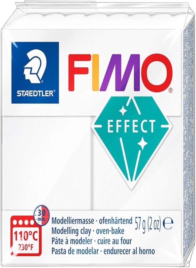 STAEDTLER 8020-014 FIMO Effect Oven-Hardening Polymer Modelling Clay - Translucent White (57g)