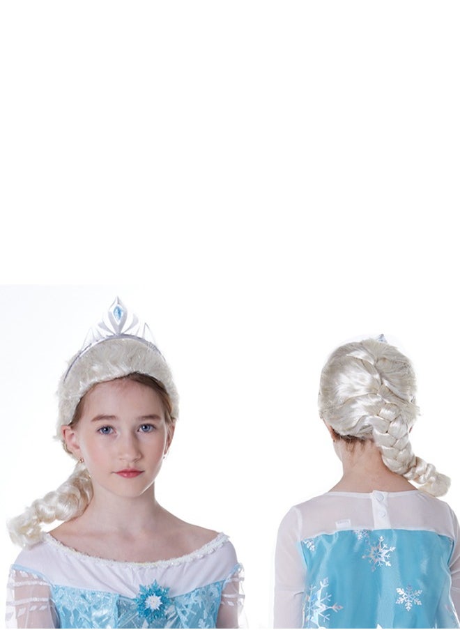 Al Aoyama Long White Princess Braided Wig Pigtail Synthetic Wig for Halloween Costume Party for girl 