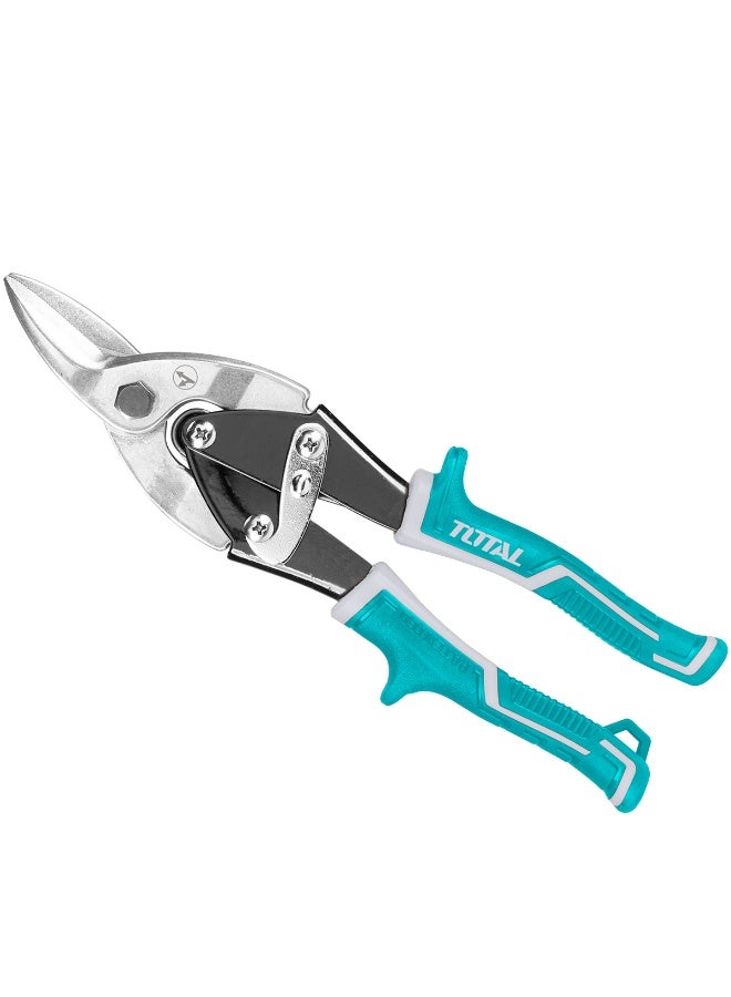 TOTAL 10 Inch Aviation Tin Snip Straight Cut | Heavy Duty Metal Cutter | Stainless Steel & Carbon Steel Blades | Anti-Slip Grip | For Sheet Metal, Wire & DIY Work - Image 1