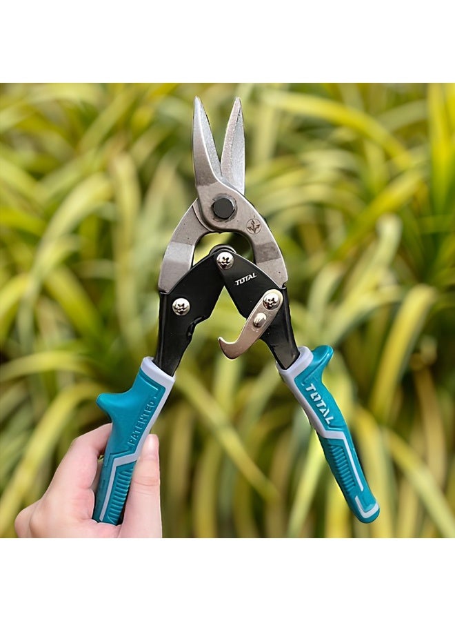 TOTAL 10 Inch Aviation Tin Snip Straight Cut | Heavy Duty Metal Cutter | Stainless Steel & Carbon Steel Blades | Anti-Slip Grip | For Sheet Metal, Wire & DIY Work - Image 2