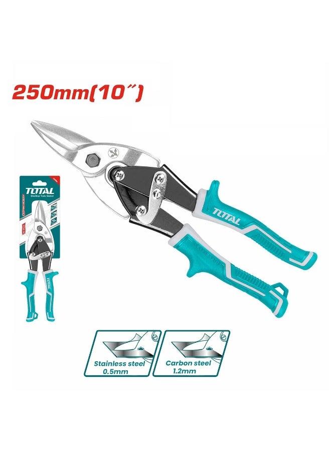 TOTAL 10 Inch Aviation Tin Snip Straight Cut | Heavy Duty Metal Cutter | Stainless Steel & Carbon Steel Blades | Anti-Slip Grip | For Sheet Metal, Wire & DIY Work - Image 3