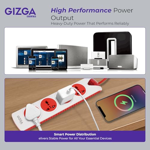 Gizga Essentials 1500W/6A Multi Plug Extension Board with 4 Universal Sockets for Office & Home Appliances, Fuse Protector, Power Indicator, 1.5M Cord, Durable Switch, Flame Retardant Material - Image 3