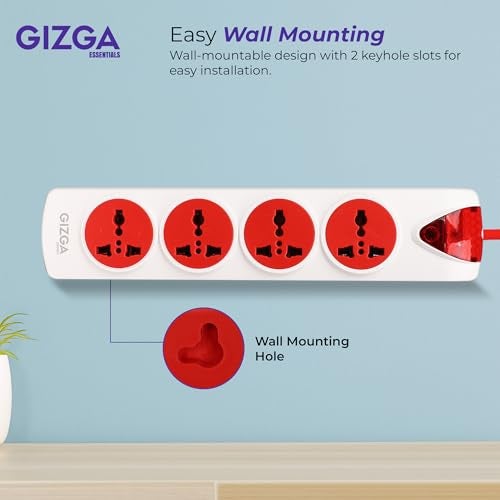 Gizga Essentials 1500W/6A Multi Plug Extension Board with 4 Universal Sockets for Office & Home Appliances, Fuse Protector, Power Indicator, 1.5M Cord, Durable Switch, Flame Retardant Material - Image 5
