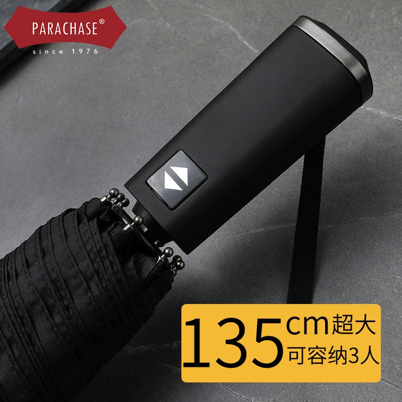 Extra-Large Automatic Umbrella for 3 People, Foldable Travel Umbrella with Sturdy Frame and Smooth Operation, Black