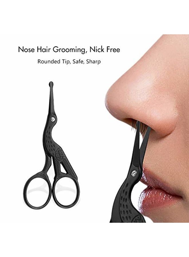 LIVINGO 3.5" Rounded Tip Vintage Stork Scissors, Professional Stainless Steel with Black Titanium Coated, Cuticle Pedicure Beauty Grooming Scissors for Eyebrow, Facial Hair, Dry Skin, Nose Hair - Image 3