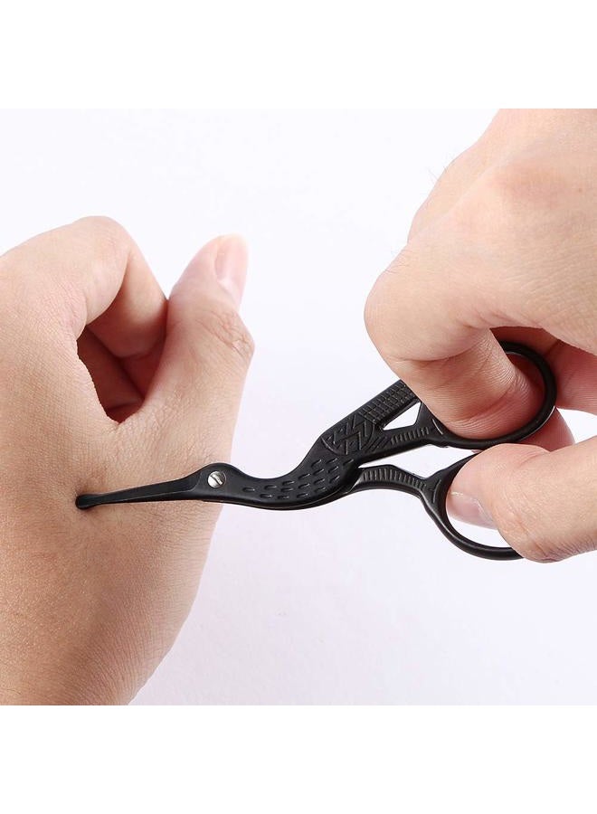 LIVINGO 3.5" Rounded Tip Vintage Stork Scissors, Professional Stainless Steel with Black Titanium Coated, Cuticle Pedicure Beauty Grooming Scissors for Eyebrow, Facial Hair, Dry Skin, Nose Hair - Image 4