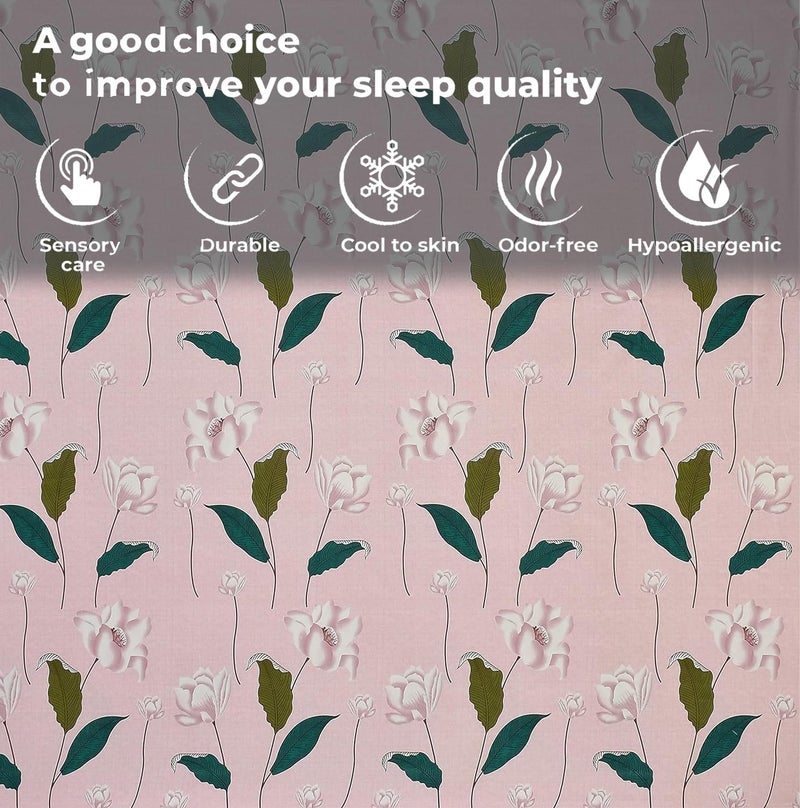 FRESH FROM LOOM Wrinkle Free Hypo-Allergenic Microfiber Single Bedsheet for Single Bed | Floral Design Bed Spread with 1 Pillow Covers (60x90 Inches | Flamingo, Leaf Design), Multicolor, 144 TC - Image 3