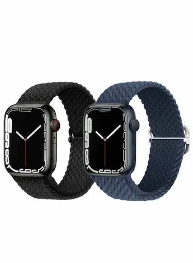 for Apple Watch Series 10 46mm,Nylon Watchband Replacement Bracelet Black and Blue - Image 1