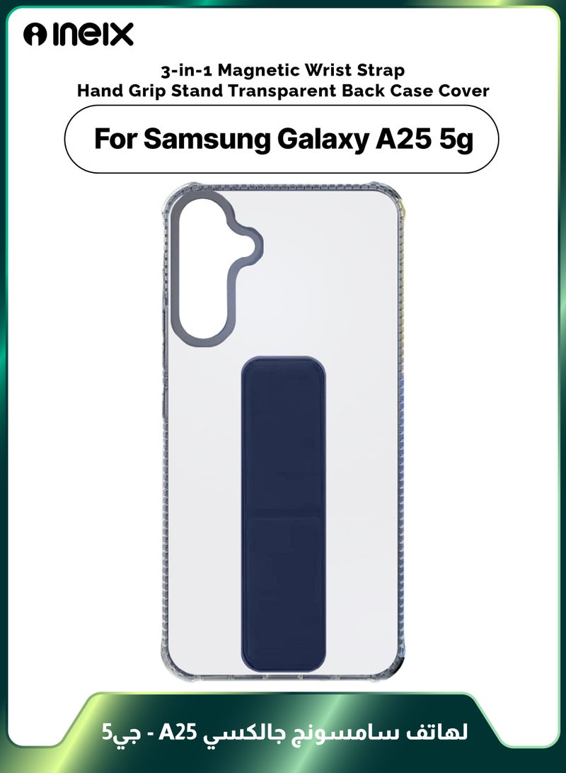 إينيكس جراب حماية شفاف 3 في 1 مغناطيسي ذو مسند للهاتف سامسونج جالكسي ايه25 5G-أزرق بحري - Image 1
